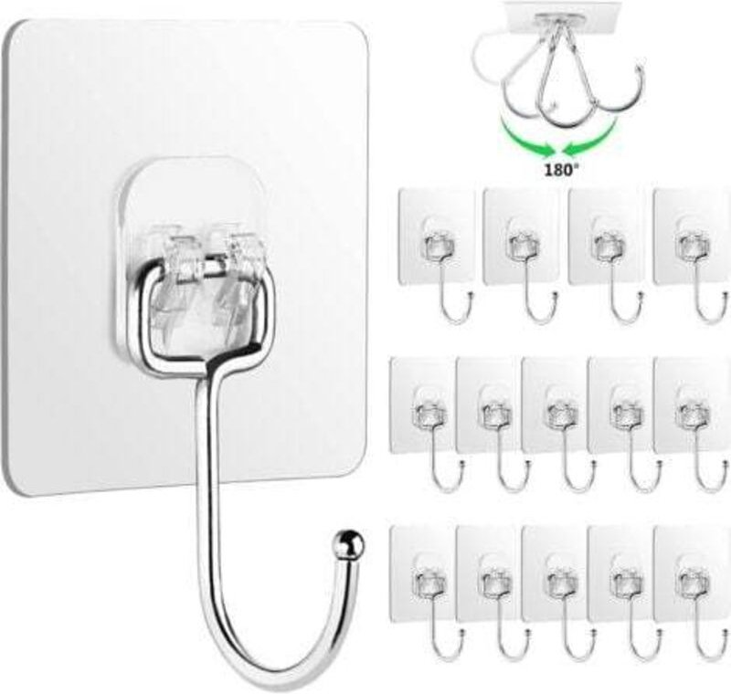 Klebehaken, 15 Stück, robuste, wasserdichte Haken, 20 kg (Max) Klebehaken Badezimmer, Wandhaken zum Aufhängen