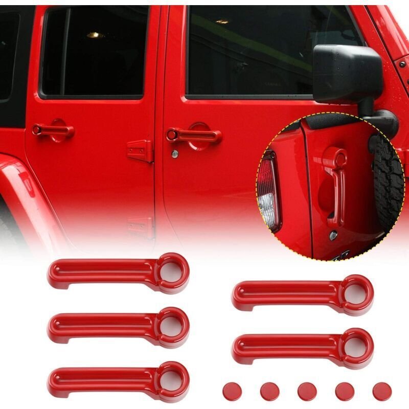 Roter Türgriff und Heckklappenabdeckungssatz für Jeep Wrangler jk 2007–2018 / Jeep Liberty 2008–2012 / Dodge Nitro 2007–...