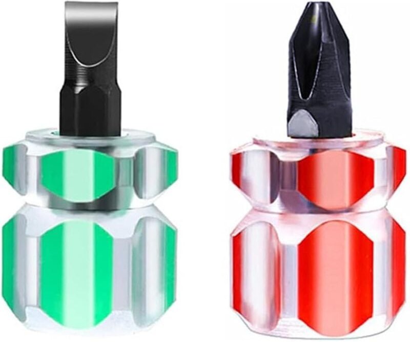 Mini-Schraubendreher mit kurzem Griff, kurzen Kreuzschlitz- und magnetischen Schlitzbits, Nähmaschinenschraubendreher, T...