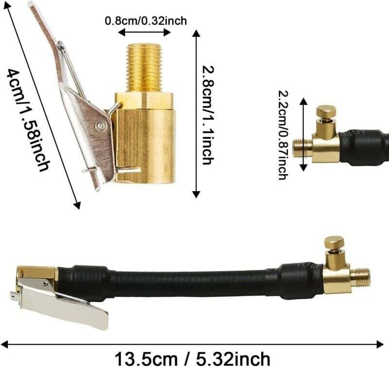 Reifenventil-Adapterwerkzeug mit 2 Messing-Aufblasdüsen, Paddel-Aufblasventil-Anschluss für Kompressoren, Auto-, Fahrrad...