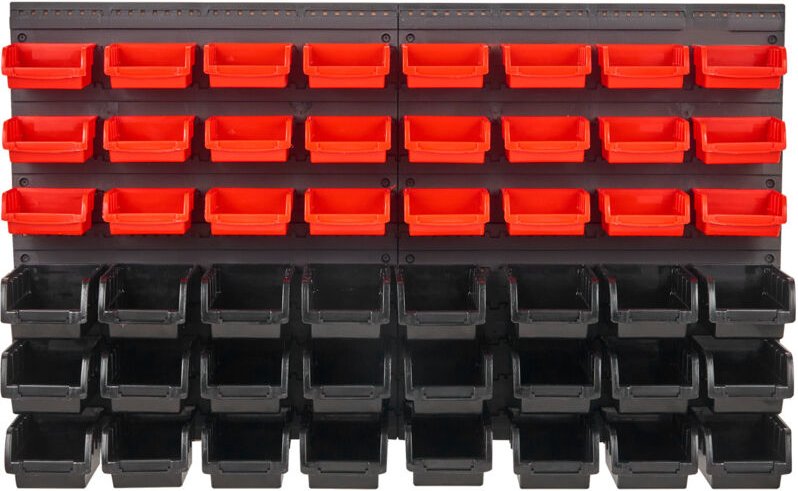 Mophorn - Lagerbehälter zur Wandmontage,Teileregal-Organizer mit 48 Behältern und Wandpaneelen,Garagen-Werkzeug-Organize...