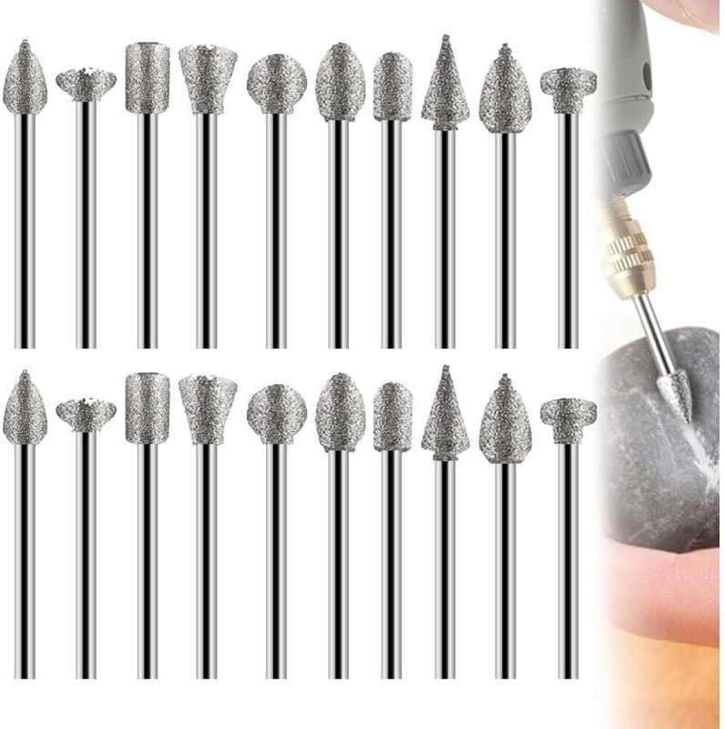 20-teiliges Rotationsfräser-Set zum Schleifen, Diamantfräser-Set zum Schnitzen, Diamant-Schleiffräser-Bit zum Schleifen,...