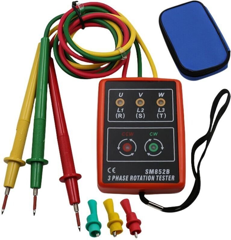 Tragbares Drehfeldmessgerät: Drehfeldmessgerät für Wechselstrom 60 V–600 V, Drehfeldmessgerät, Spannungsprüfer mit Summe...