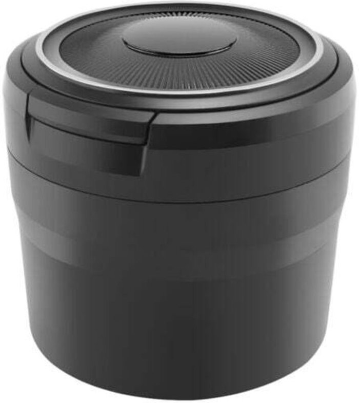 Tragbarer Autoaschenbecher mit LED-Beleuchtung und rauchdichtem Becherhalter, Schwarz