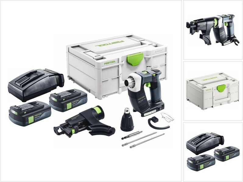 Duradrive dwc 18-4500 Basic Akku Bauschrauber 18 v 14 Nm Brushless + 2x Akku 3,0 Ah + Ladegerät + Systainer - Festool