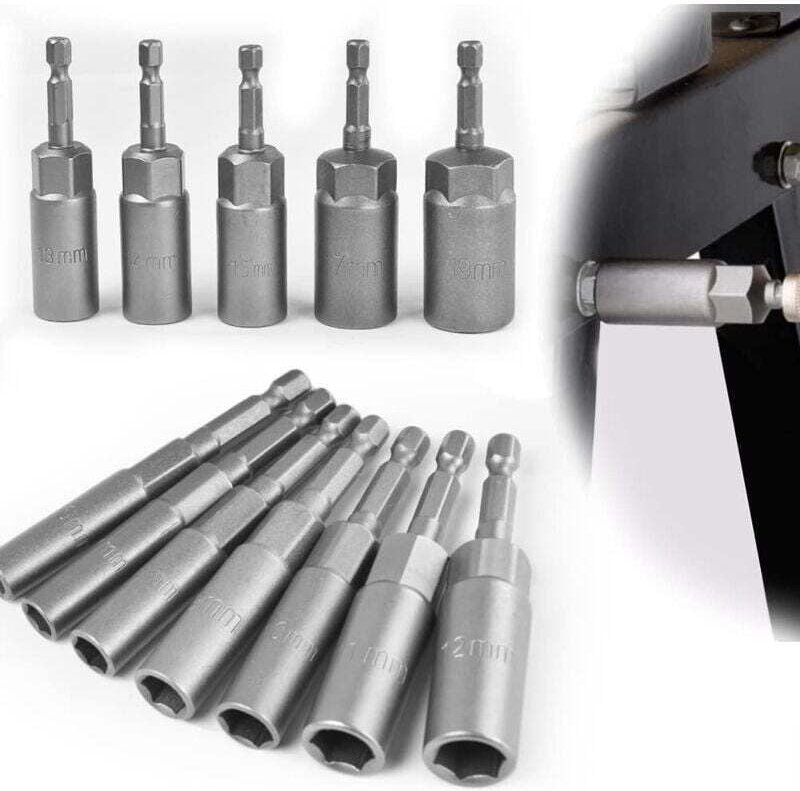 YMYNY 12-teiliges magnetisches Schraubendreher-Bit-Set, 6–19 mm, Chrom-Vanadium-legierter Stahl, Schlagschrauber-Bit, ma...