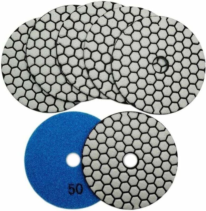 7 Stück 4"/100 mm Trocken-Diamantpolierpads für Marmor, Granit, Stein, Beton (50)