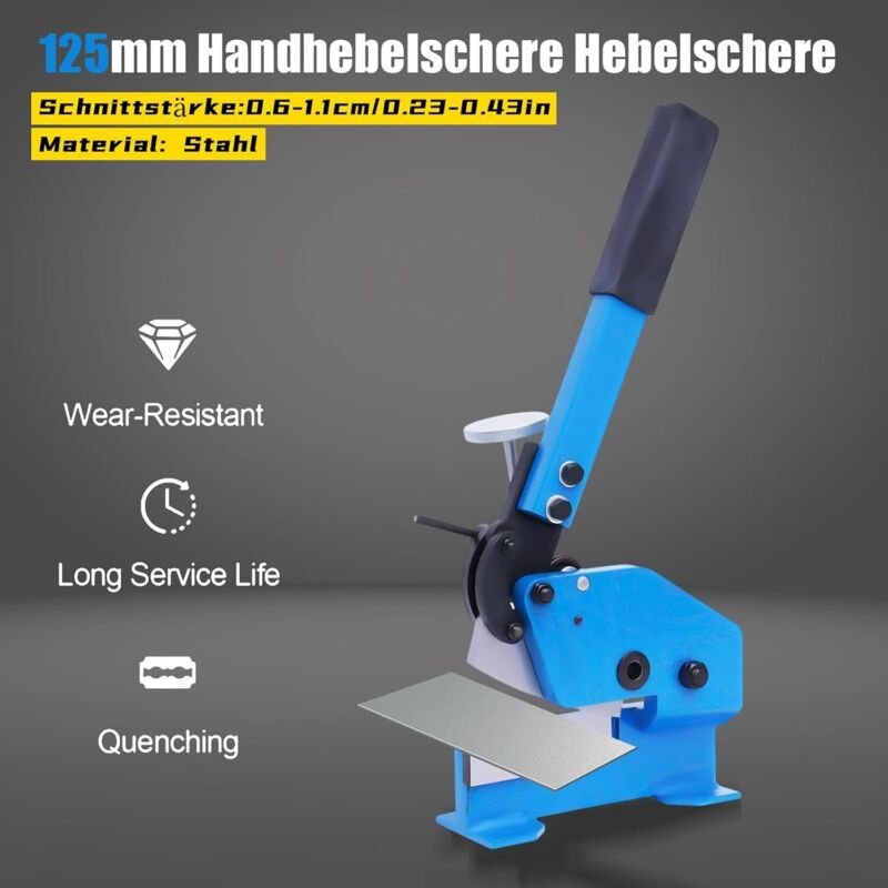 Handhebelschere, Hebelschere mit Verstellbare Klemme, Blechschere, 125mm Klingenlänge, Schlagschere, Manuelle Blechscher...