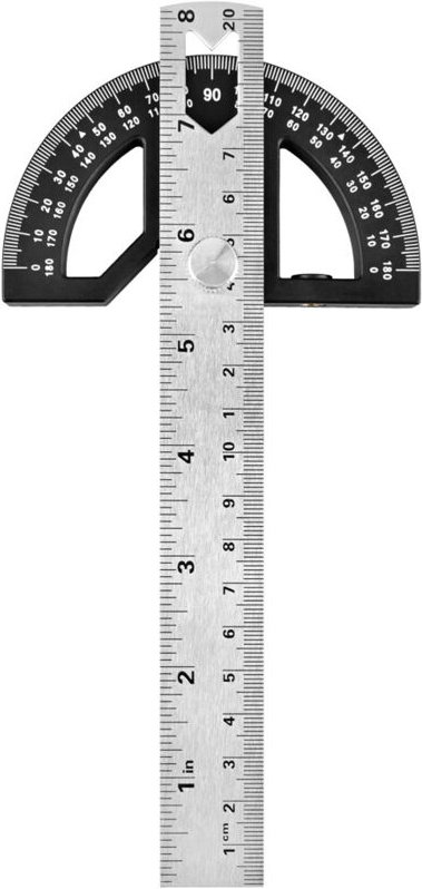 Winkelmesser – Verstellbarer Edelstahl-Messlehre mit 0 bis 180 Grad Messbereich für Holzbearbeitung (Schwarz, 20,3 cm, L...