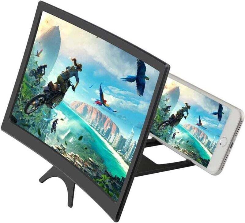 Handy-Bildschirmvergrößerung, faltbarer 3D-Bildschirmverstärker für Smartphones (12 Zoll), 3-4-facher Zoom mit gebogener...