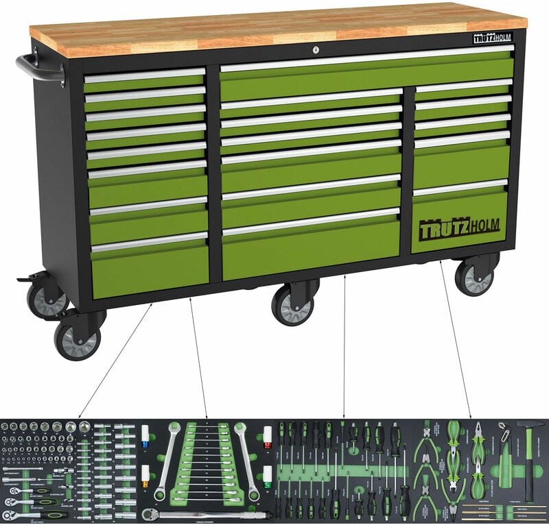 Trutzholm ® - trutzholm Werkstattwagen Deluxe xxl 20 Schubladen inkl. 4 Schubladen 135 tlg. bestückt