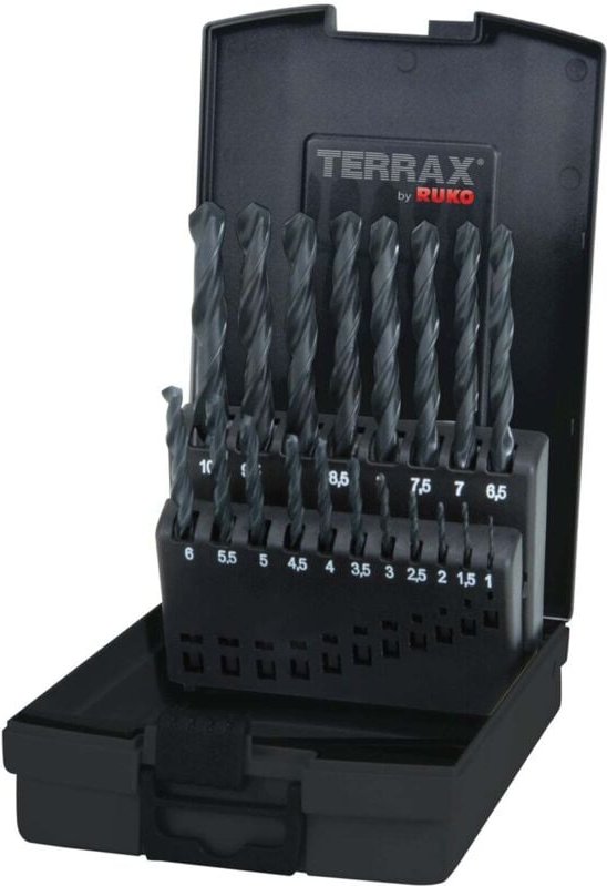 Spiralbohrer Satz hss r in Kunststoffkassette (abs) ø 1,0 mm bis 10,0 mm x 0,5 mm - Ruko