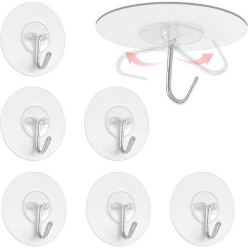 6 Stück selbstklebende Wandhaken, Klebehaken, Wandhaken, wasserdichte Klebehaken, für Küche und Bad, Tür, M