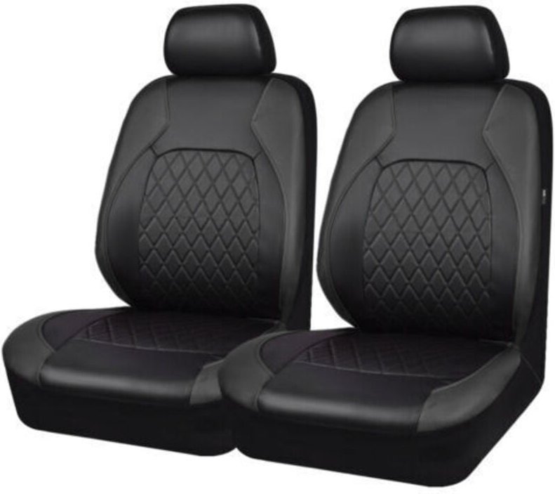 Set mit 2 universellen Kunstleder-Sitzbezügen für Vordersitze - Für Auto-Vordersitze - Passend für die meisten Pkw, Lkw,...