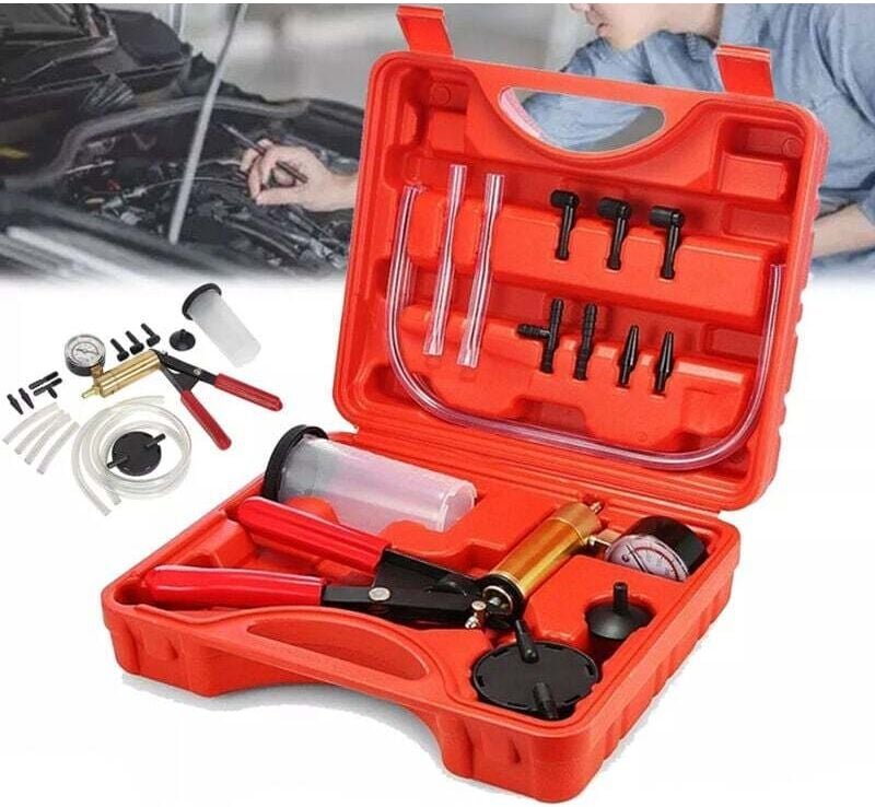 Coffret Pompe purge Purgeur liquide de Frein Testeur de Circuits à dépression Outils de diagnostics Kit,Pompe à Vide Man...