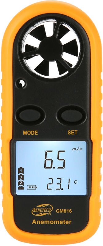 GM816 Digitales Anemometer, Windgeschwindigkeitsmesser, LCD-Hand-Luftmengenmesser, Thermometer