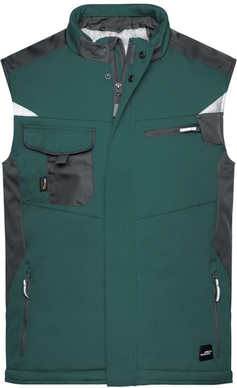 James & Nicholson Professionelle Softshellweste mit Innenfutter JN825 Gr. L dark-green/black