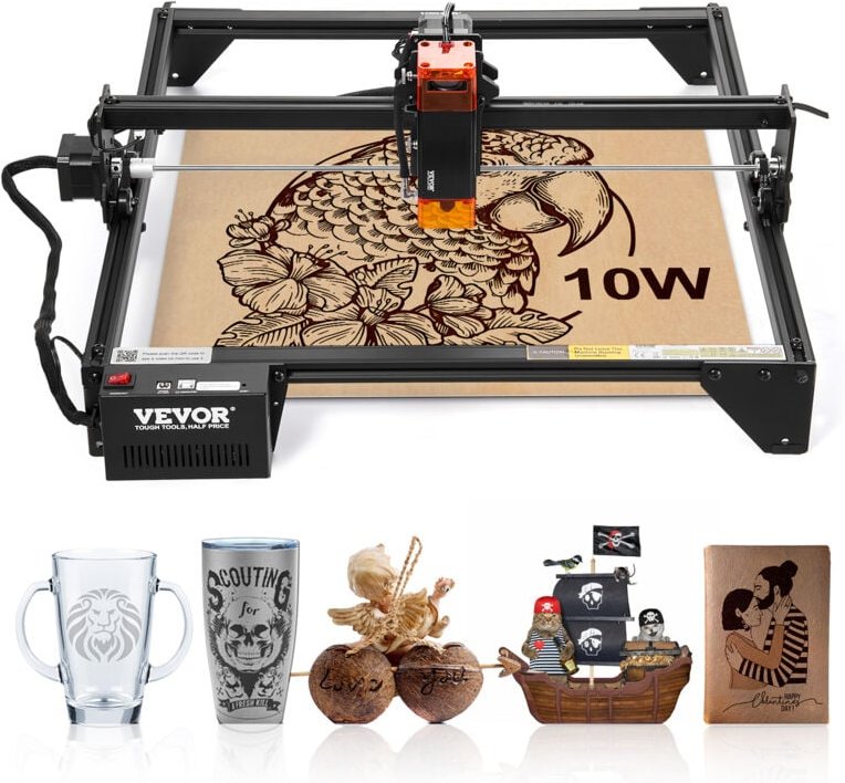 Lasergravierer, 10 w Leistung, Laser Graviermaschine, 38x40 cm Arbeitsbereich, 10000 mm/min Bewegungsgeschwindigkeit, Ko...