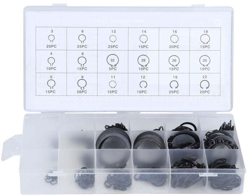 Thumbnail - Sicherungsringzange, 300 Stück, 2–32 mm, E-Clip-Set, Sicherungsring-Set für Außendruck, Sortiment an Sicherungsringen, S...