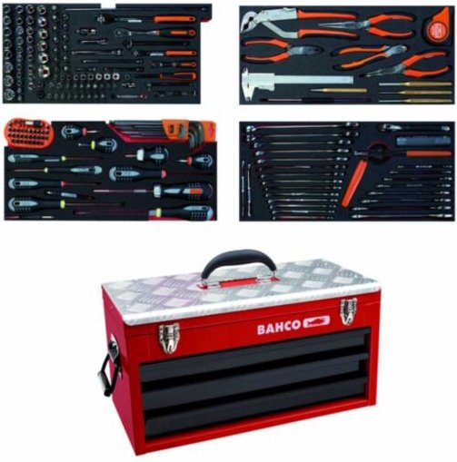 Bahco Metall-Werkzeugkasten mit Allzweck-Werkzeugsatz - 193-tlg.
