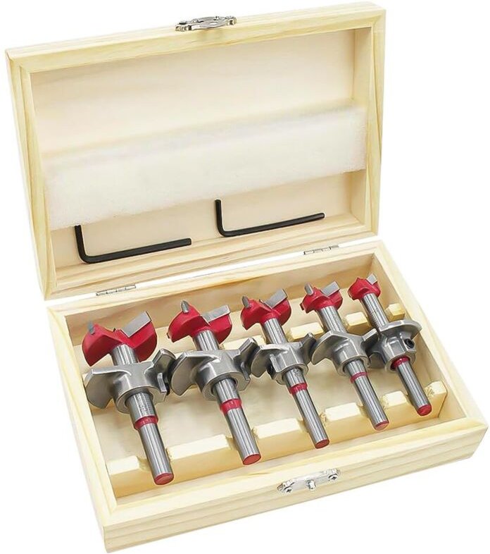 Bohrer, 5er-Set (Ø15-35 mm), Holzbearbeitungs-Fräserset mit einstellbarer Positionierung, Hartmetall-Lochsäge mit Anschl...