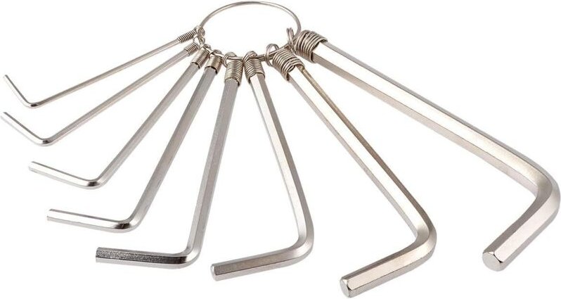 Set mit 8 praktischen metrischen Sechskant-Inbusschlüsseln für Reparaturen 1,5/2/2,5/3/3,5/4/5/6 mm (silber)