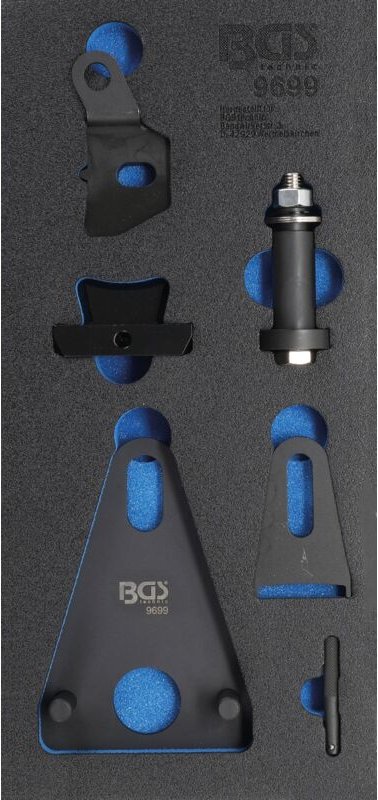 BGS Werkstattwageneinlage 1/3: Schwungrad-/Kurbelwellen-Riemenscheiben-Blockier- und Stirndeckeltrenn-Werkzeug-Satz für ...