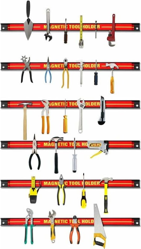 GOPLUS Magnetleiste, Magnet Werkzeughalter Rot, Werkzeug Halterung, Werkzeugleiste, Magnetischer Werkzeughalter ca.46cm,...