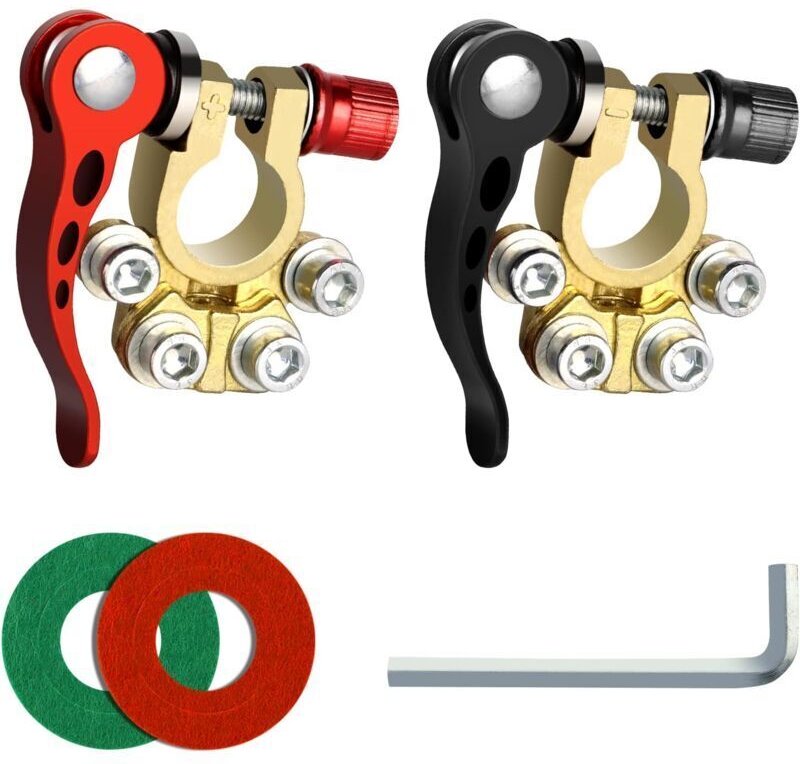 12V/24V Batteriepolklemmen, Plus- und Minuspolklemmen mit Korrosionsschutzscheiben und Inbusschlüssel für Auto, LKW, Woh...