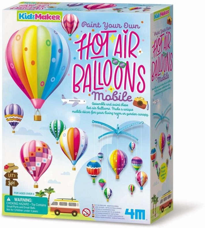 4M Kidzmaker Diy Set Paint Your Own Hot Air Balloons Mobile