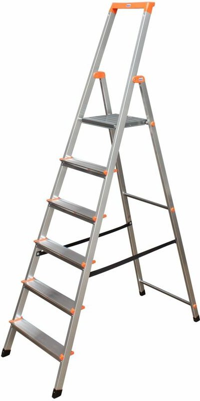 Monto Alu Stufen-Stehleiter solidy 1x 6 Tritte din en 131 - Krause