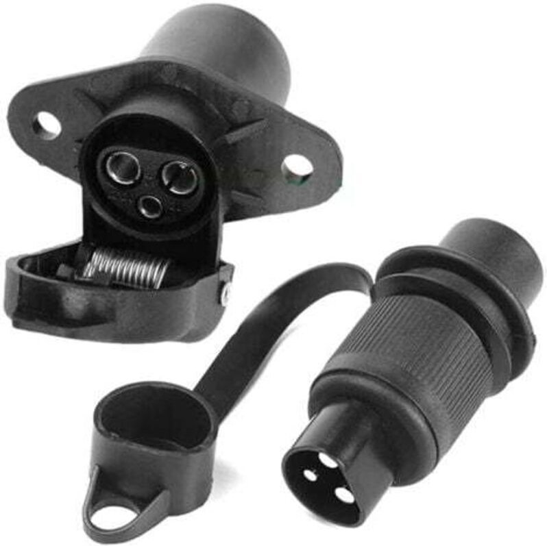 3-poliger Anhängerstecker und -buchse, 12 V, wasserdichter 3-poliger Anhängerstecker (weiblich/männlich), geeignet für A...
