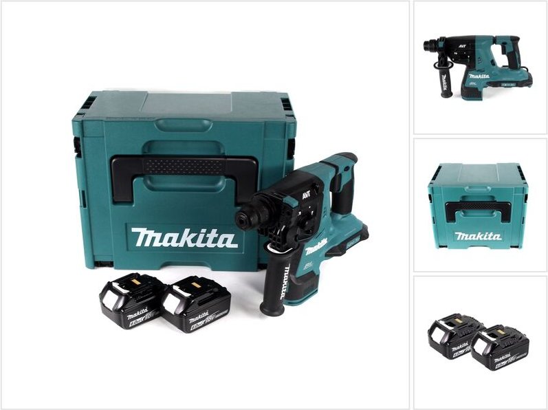 Makita DHR 280 GJ 2 x 18 V 36 V Li-Ion Akku Bohrhammer Brushless 28 mm für SDS-PLUS im Makpac + 2 x 6,0 Ah Akku - ohne L...