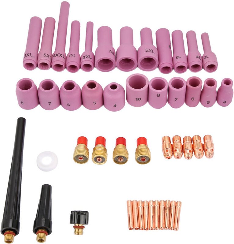 Satz mit 46 Verbrauchsmaterialien für WIG-Schweißbrenner der Serien WP-9/20/25