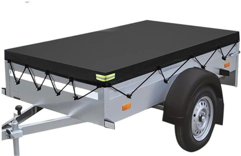 Schwarze Anhängerplane 214 x 122 x 13 cm aus Oxford-Gewebe – wasserdicht, winddicht, Sonnenschutz, reißfest