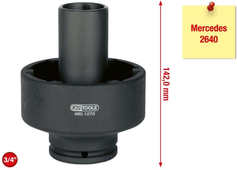 KS Tools 3/4 Nutmuttern-Schlüssel mit 6 Zapfen mit Führungsrohr für Mercedes, Innenzapfen Ø 46 mm