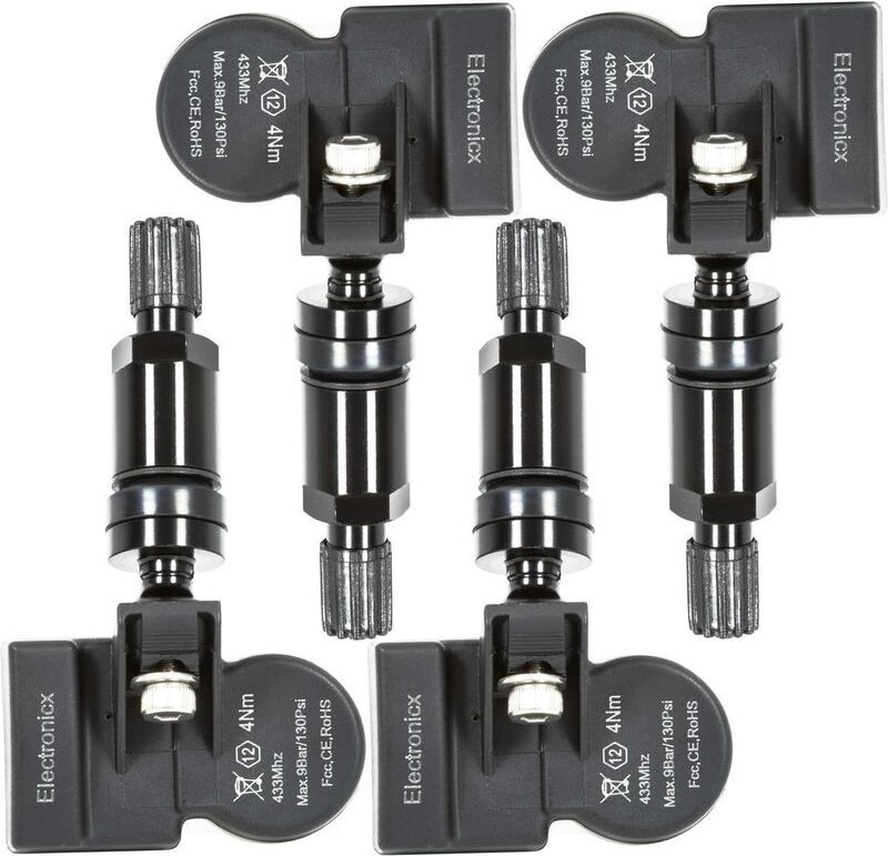 4 Reifendrucksensoren RDKS Sensoren Metallventil Schwarz für Ford Mondeo Snap-in 01.2013-10.2016