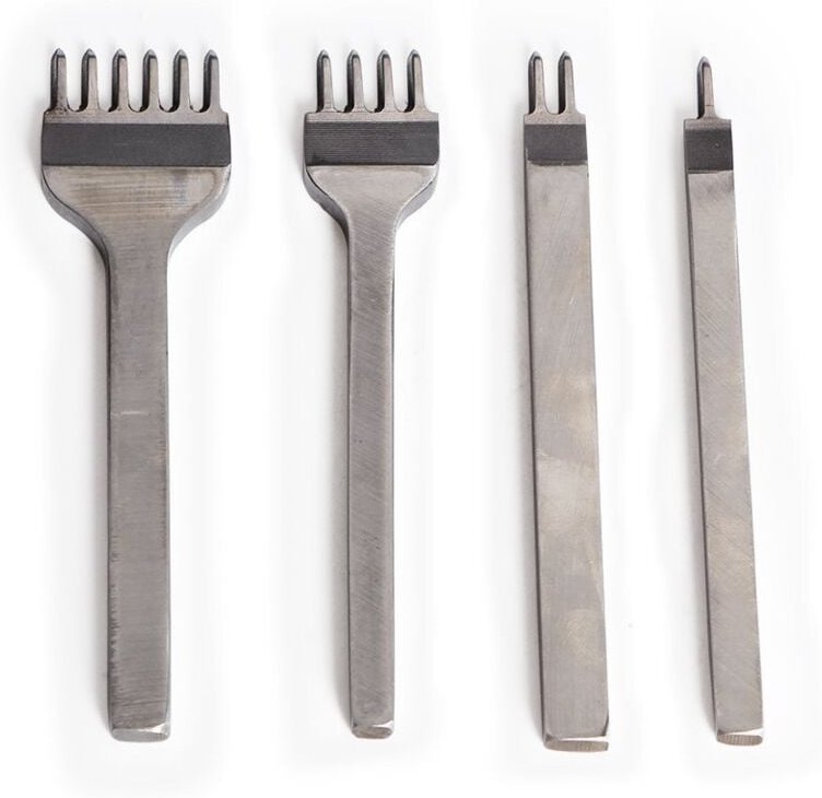 DIY-Nähwerkzeug 4 mm - 1/2/4/6 Zähne mit rautenförmiger Metall- und Lederperforation (4er-Set)