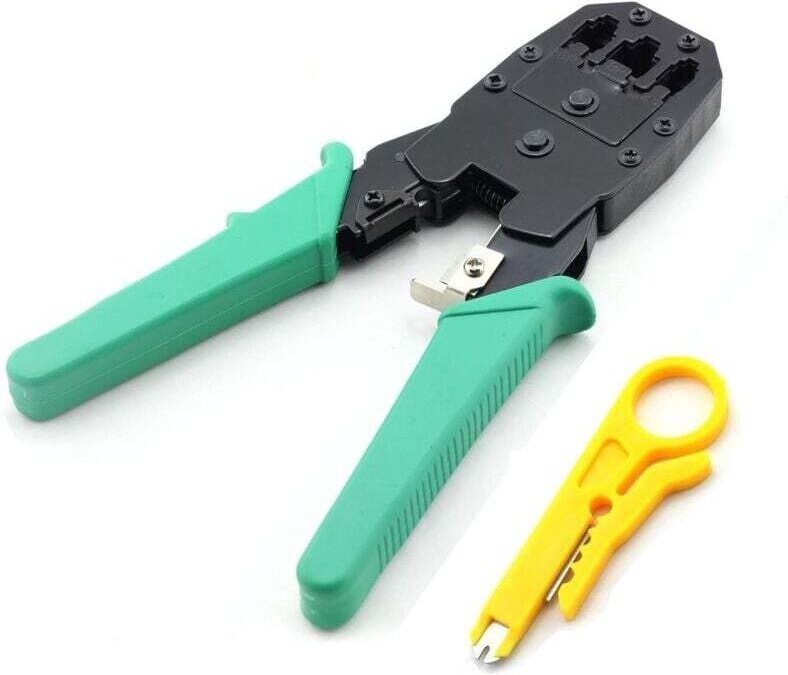 Pinza crimpatrice di rete, spelafili, crimpatrice per connettori RJ11, RJ12, RJ45, per cavi di rete e telefonici, utensi...