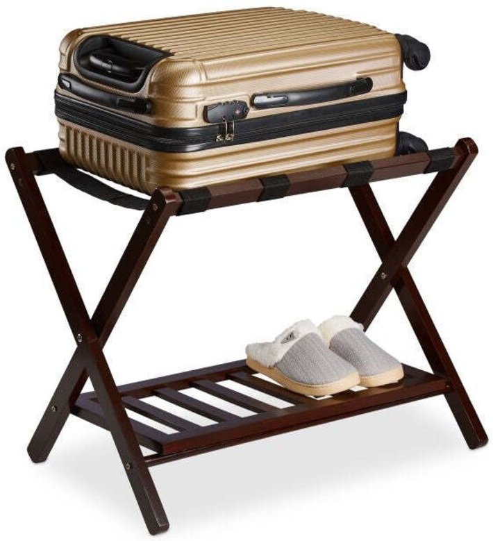 Wooden luggage rack foldup with 2 racks