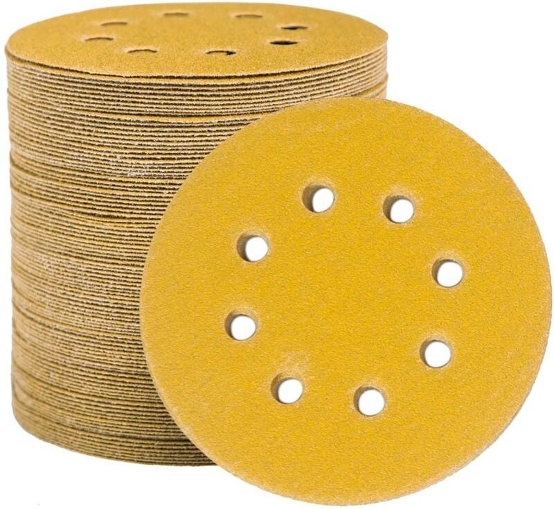 Schleifscheiben Schleifpapier 125 mm, 100 Schleifscheiben Schleifer Runde Schleifpads 8 Löcher zum Schleifen Polieren Ro...