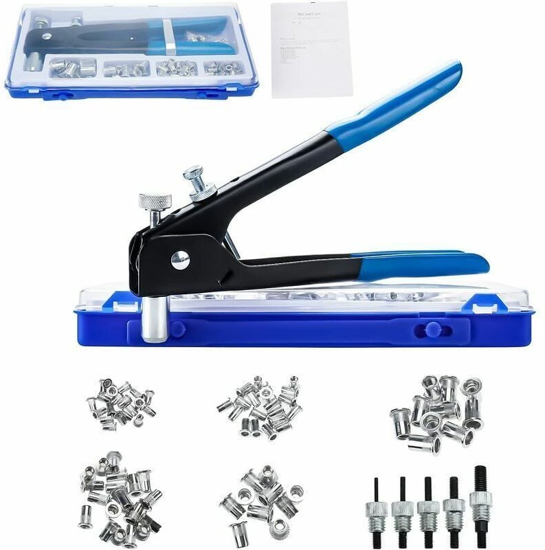 86-teiliges Nietpistolen-Set mit Gewindemuttern, M3, M4, M5, M6, M8, Nietmuttern-Werkzeug, Nietzange, Gewindeeinsatz-Set