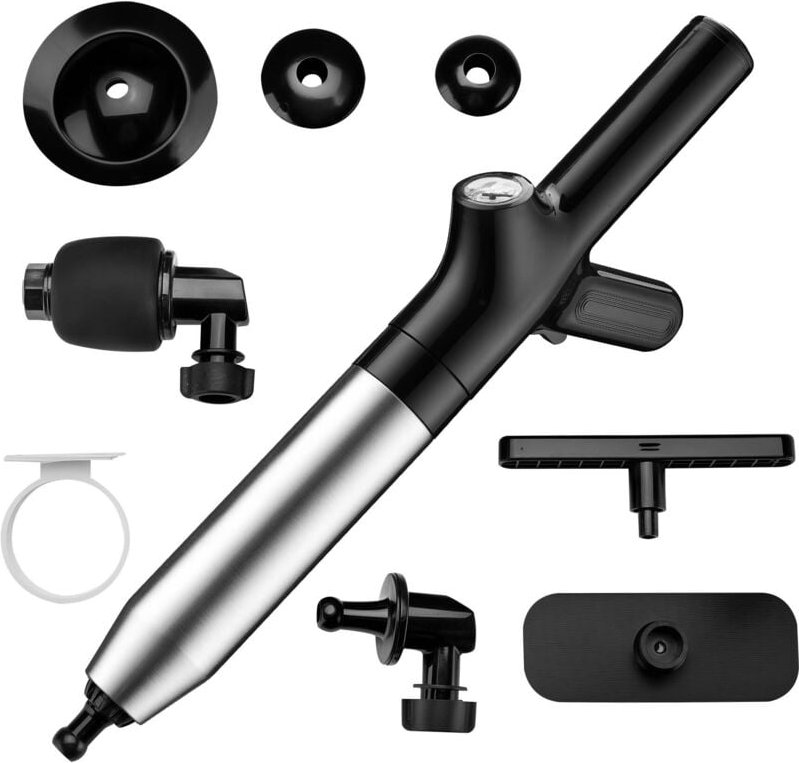 Wiltec Pressluft Rohrreiniger mit Aufsätzen und Zubehör, effiziente Rohrreinigung mit Druckluft, Abfluss Reiniger aus Ed...