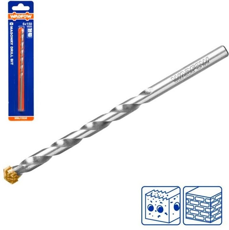 WIDIA Tolsen-Bohrer 12 x 150 mm, TCT-Spitze, legierter Stahl, Doppelnutschaft, für Beton