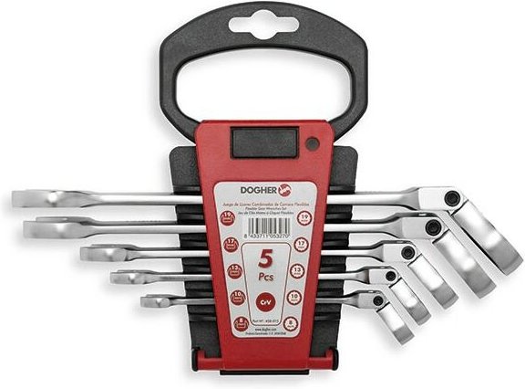 Set mit 5 Ringschlüsseln Flexible Ratsche Dogher 458-015