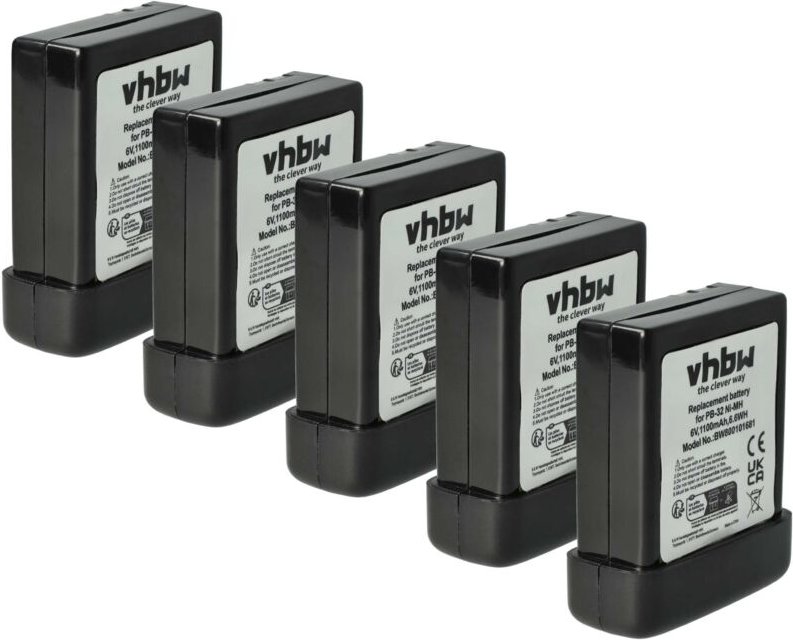 vhbw 5x Akku Ersatz für Kenwood PB-32, PB-32H, PB-33, PB-34 für Funkgerät, Walkie Talkie (1100 mAh, 6 V, NiMH)