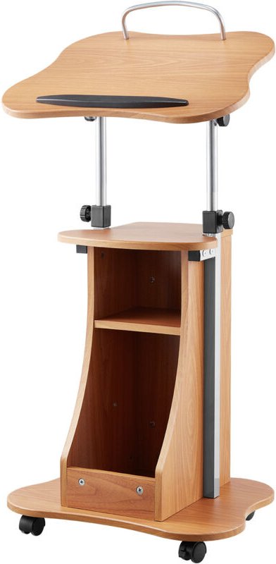 Mophorn Holzrednerpult mit Rollen, tragbarer Laptop-Tisch mit großer Lesefläche und offenem Stauraum, höhenverstellbar f...