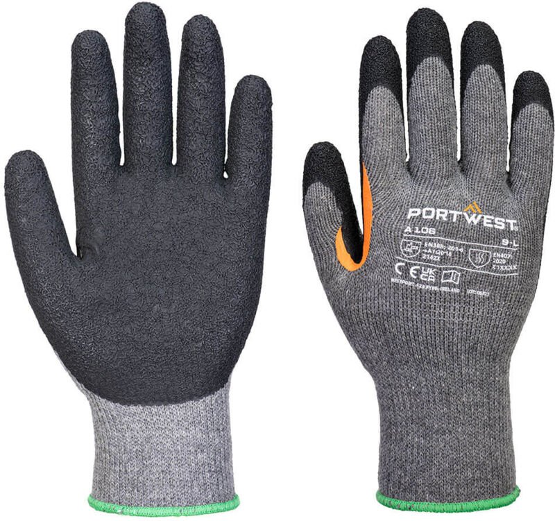 Gant Grip 10 Vollständig mit Latex beschichtet (pk12) - Größe L - Grau/schwarz - Portwest