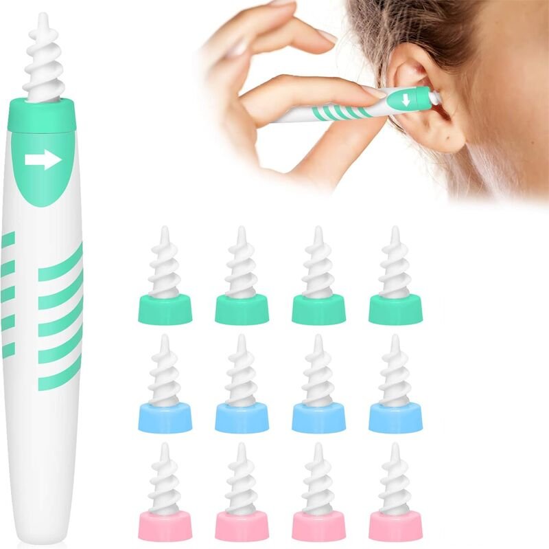 Ohrenreiniger, Spiral-Ohrreiniger, Ohrenreinigungsset und 16 waschbare Spitzen, Ohrenreiniger, Ohrenreiniger für Erwachs...