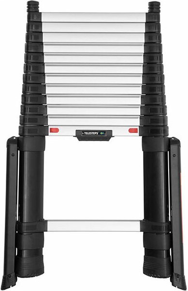 Teleskopleiter 4.10m - Stabilisatoren und 2 Füße - Stufen 50mm - maximale Arbeitshöhe 4.90m - TEL-72241STAB/PPS